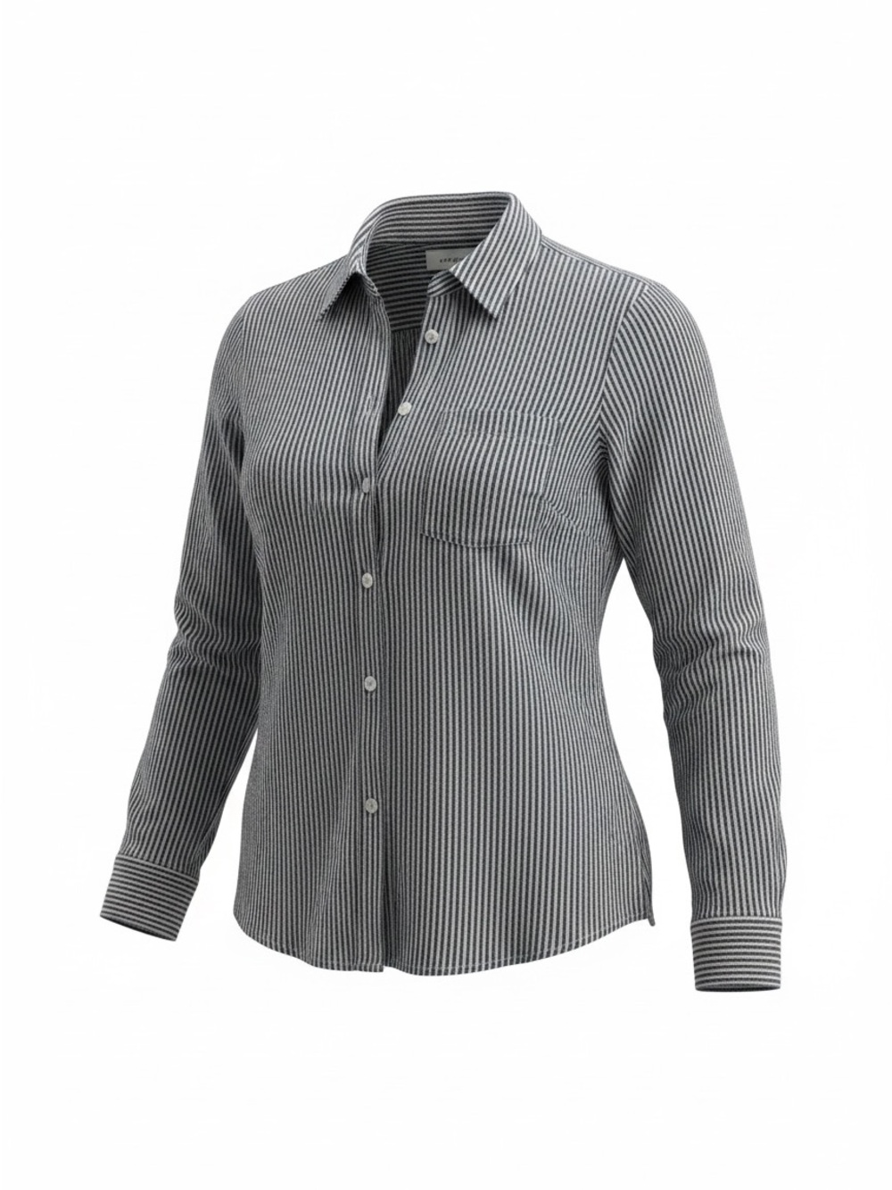 Black and White Striped Button-Down Shirt